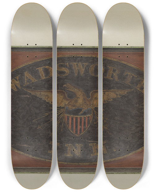 Triptych art skateboard deck of John Matulis Tavern Sign_3 by John Matulis