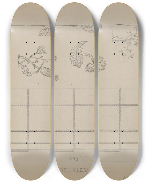 Triptych art skateboard deck of B Holstgrubbe Bed_2 by B. Holst-Grubbe