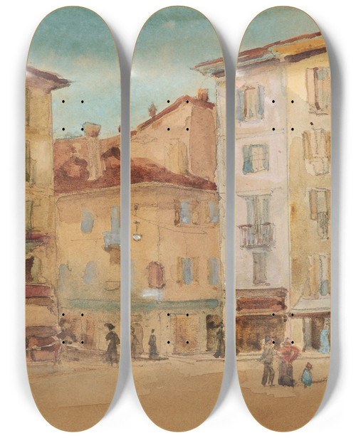 Triptych art skateboard deck of Sir William Eden Study_3 by Sir William Eden (1849-1915)