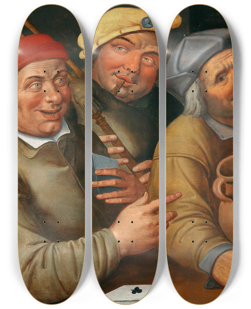 Triptych art skateboard deck of Workshop Of Jan Massys A Merry Company by Workshop Of Jan Massys (1509-1575)