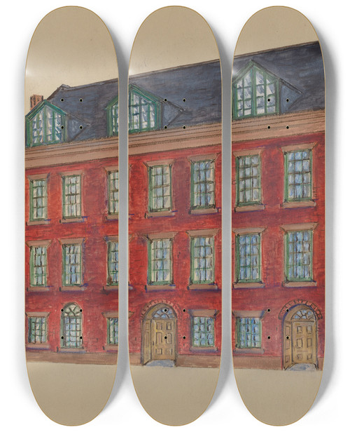 Triptych art skateboard deck of American 20Th Century 168 John Street by American 20Th Century