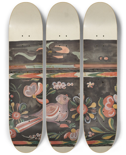 Triptych art skateboard deck of E Boyd Native Pine Box by E Boyd (20-)