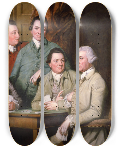 Triptych art skateboard deck of Thomas Beach The Hand That Was Not Called by Thomas Beach (1738-1806)