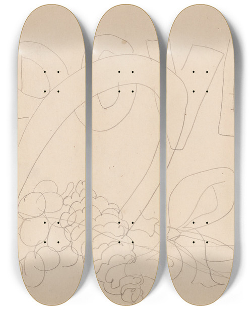 Triptych art skateboard deck of Charles Demuth Study For Poster Portraitdove by Charles Demuth (1883-1935)