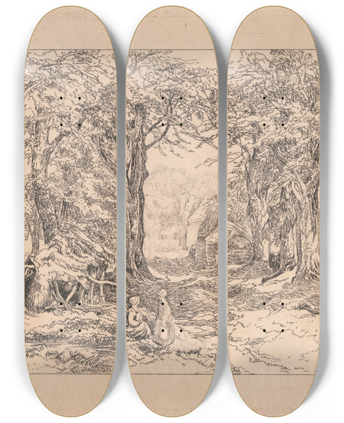 Triptych art skateboard deck of John Middleton Ivy Bridge South Devon by John Middleton (1827-1856)