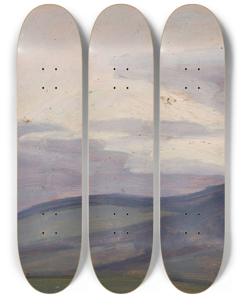Triptych art skateboard deck of Jan Rembowski Submontane Landscape by Jan Rembowski (1879-1923)