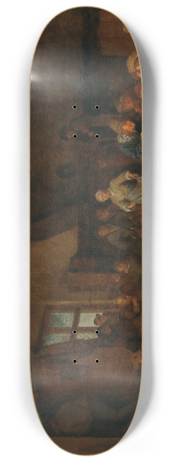Egbert Van Heemskerck - A Tavern Interior With Peasants Playing Triktrak 8.25 inch art skate deck Egbert Van Heemskerck - A Tavern Interior With Peasants Playing Triktrak 8.25 inch art skate deck