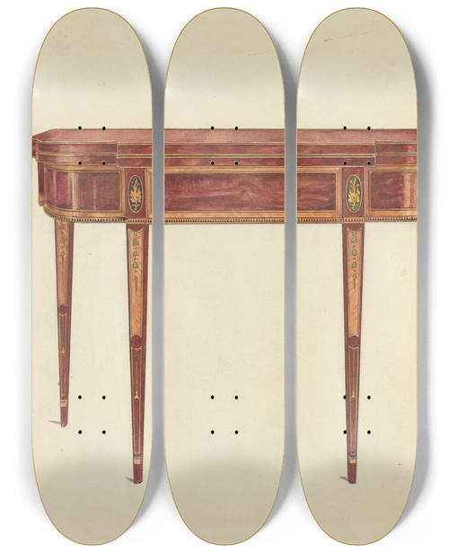 Triptych art skateboard deck of Florence Choate Card Table by Florence Choate