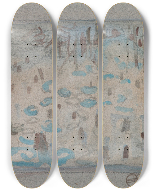 Triptych art skateboard deck of Akseli Gallenkallela The Great Kalevala Poem Iisketch_2 by Akseli Gallen Kallela (1865-1931)