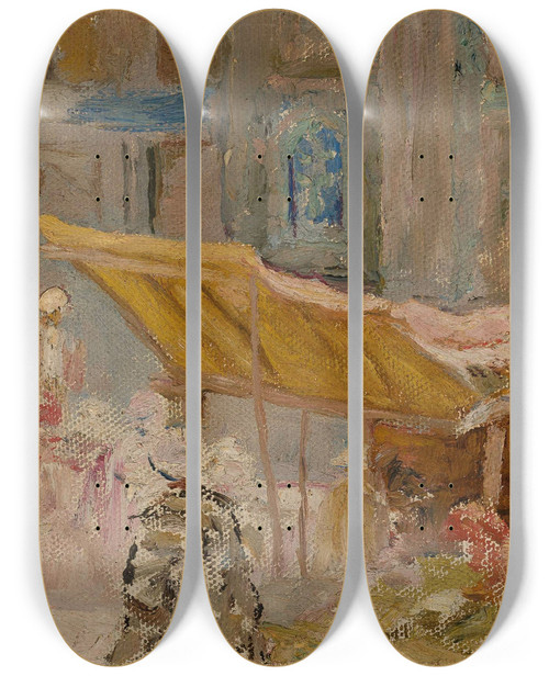 Triptych art skateboard deck of Jan Cigliski Samarkand Fruit Market From The Journey To Turkestan by Jan Ciaglinski (1858-1913)