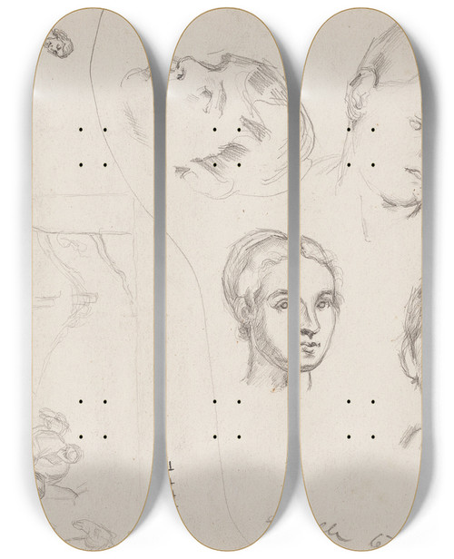 Triptych art skateboard deck of Paul Czanne Trois Portraits De Paul Et Tudes Daprs Pedro De Maya Et Le Tintoret by Paul Cezanne (1839-1906)