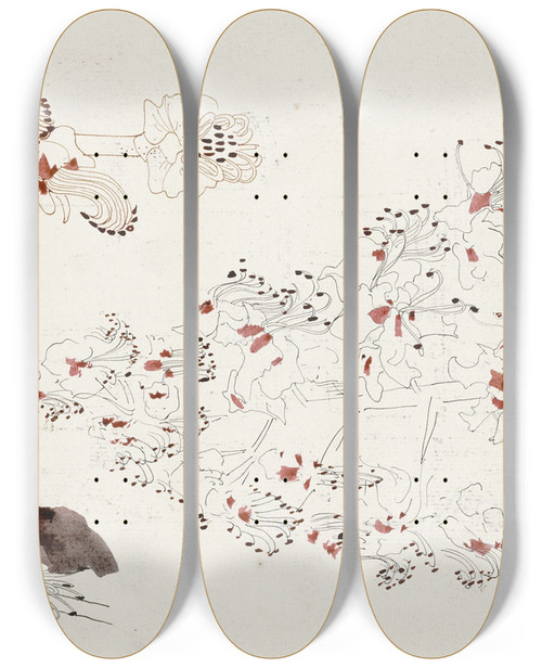 Triptych art skateboard deck of Carel Adolph Lion Cachet Bloemen by Carel Adolph Lion Cachet (1864-1945)