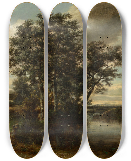 Triptych art skateboard deck of Gustave Louis Marie Piron Pool by Gustave Louis Marie Pieron