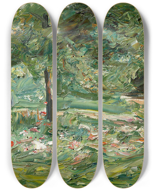 Triptych art skateboard deck of Max Liebermann Wannseegarten by Max Liebermann (1847-1935)
