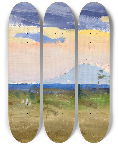 Triptych art skateboard deck of Akseli Gallenkallela Kilimandjaro 22 Vi by Akseli Gallen Kallela (1865-1931)