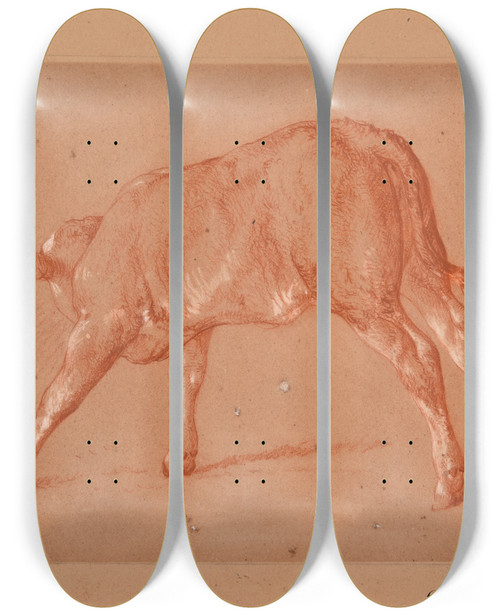 Triptych art skateboard deck of Jacquesraymond Brascassat Tude De Veau by Jacques Raymond Brascassat (1804-1867)