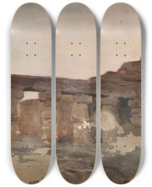 Triptych art skateboard deck of Jan Cigliski Karnak Temple Of Amun From The Journey To Egypt by Jan Ciaglinski (1858-1913)