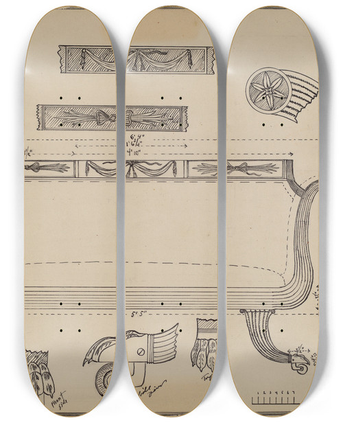 Triptych art skateboard deck of Nicholas Gorid Sofa_6 by Nicholas Gorid (20-)