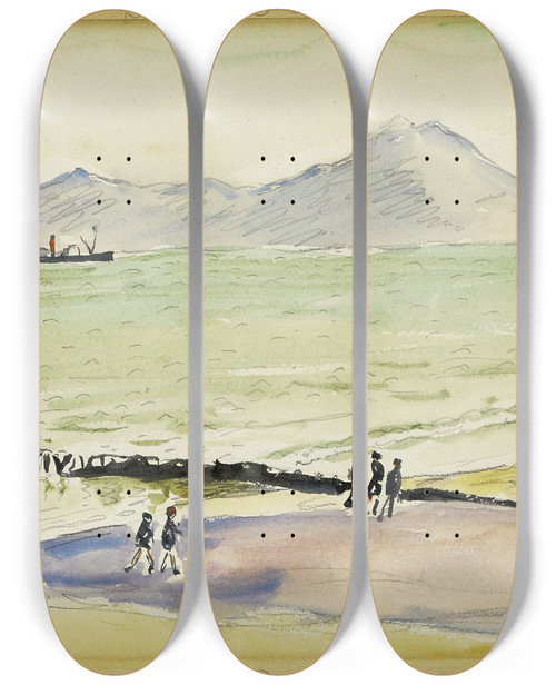 Triptych art skateboard deck of Albert Marquet La Digue La Goulette by Albert Marquet (1875-1947)