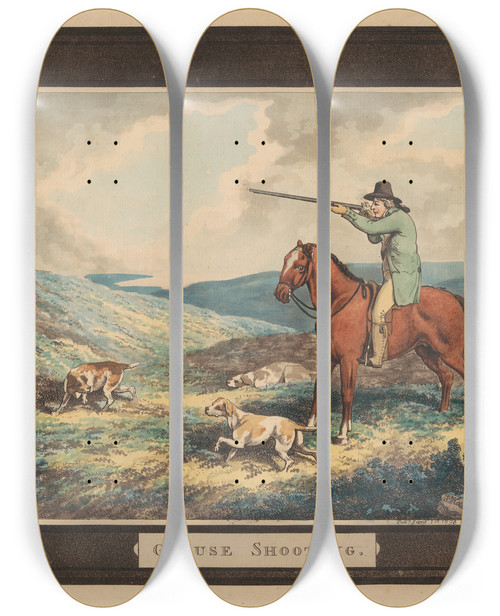 Triptych art skateboard deck of Samuel Howitt Grouse Shooting by Samuel Howitt (1756-1822)