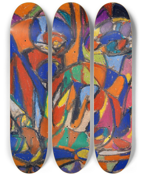 Triptych art skateboard deck of Adolf Hlzel Ohne Titel_1 by Adolf Holzel (1853-1934)