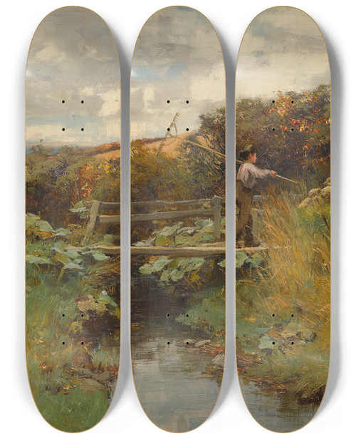 Triptych art skateboard deck of David Farquharson Return From The Field by David Farquharson (1839-1907)