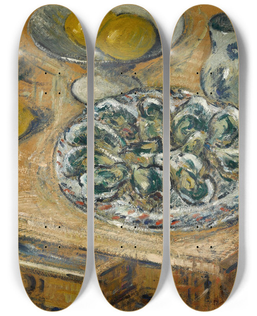 Triptych art skateboard deck of Gustave Loiseau Hutres Et Citrons by Gustave Loiseau (1865-1935)