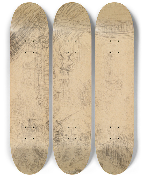 Triptych art skateboard deck of James Ensor Christ Shown To The People And Christs Entry Into Jerusalem by James Ensor (1860-1949)