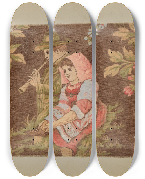 Triptych art skateboard deck of Pearl Gibbo Cotton Cloth_1 by Pearl Gibbo