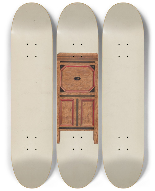 Triptych art skateboard deck of Martin Partyka Side View Of Hartford Chest by Martin Partyka