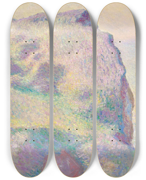 Triptych art skateboard deck of Claude Monet La Pointe Du Petit Ailly by Claude Monet (1840-1926)