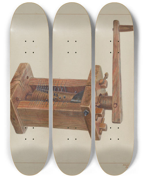 Triptych art skateboard deck of Edward L Loper Sausage Grinder_2 by Edward L Loper (1916-2011)