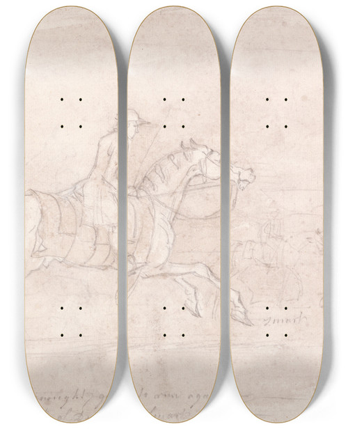 Triptych art skateboard deck of James Seymour Fearnought Going To Run Against The D Of Devon Smart by James Seymour (1697-1752)