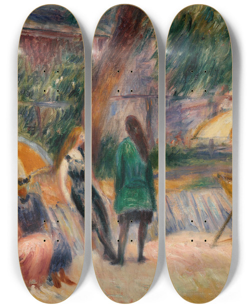 Triptych art skateboard deck of William James Glackens Beach With Figures Bellport by William James Glackens (1870-1938)