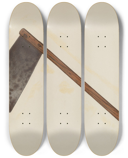 Triptych art skateboard deck of Nicholas Amantea Chopping Knife_6 by Nicholas Amantea (1900-1978)