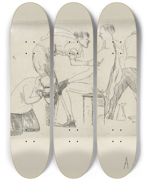 Triptych art skateboard deck of Andr Dunoyer De Segonzac Tableau De La Boxe Illustr De 29 Gravures Leauforte Pl 25 by Andre Dunoyer De Segonzac (1884-1974)