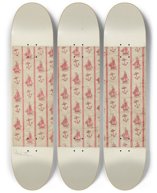 Triptych art skateboard deck of Charlotte Winter Printed Cotton_3 by Charlotte Winter (20-)