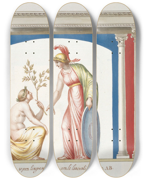 Triptych art skateboard deck of Pierrejean Mariette Altra Pittura Nella Medema Stanza Sopra Lingresso Di Essa Con Le Laterali Segniate A B by Pierre-Jean Mariette (1694-1774)