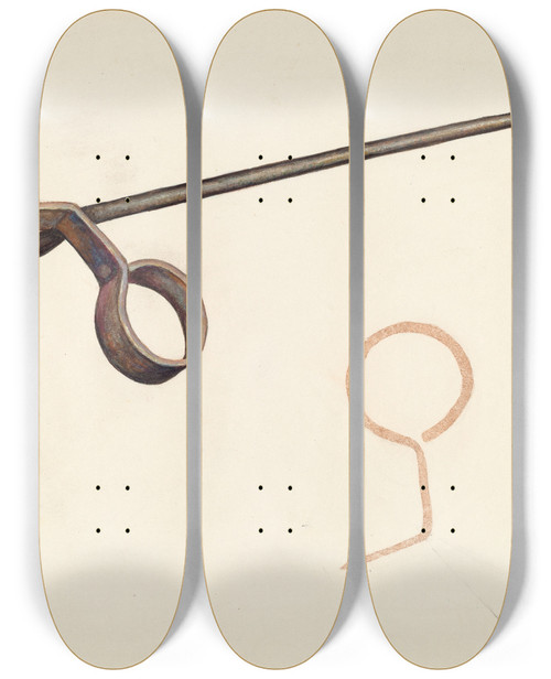 Triptych art skateboard deck of Elizabeth Johnson Branding Iron_7 by Elizabeth Johnson