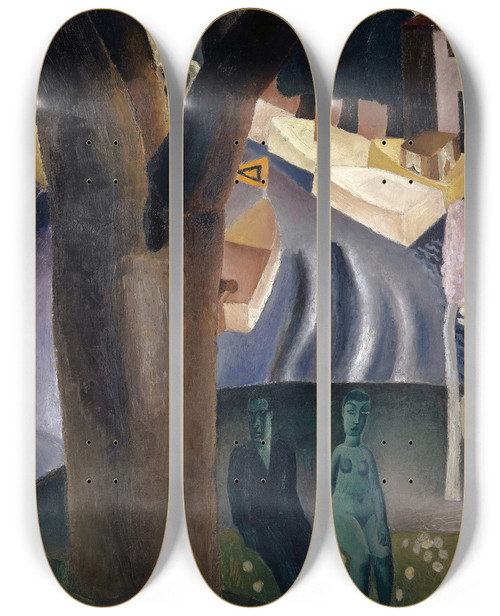 Triptych art skateboard deck of Frits Van Den Berghe La Lys by Frits van den Berghe (1883-1939)