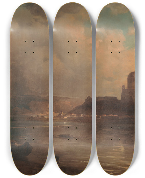 Triptych art skateboard deck of Alexander Brodszky Esztergom Basilica by Alexander Brodszky (1819-1901)