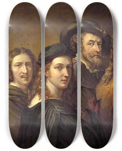 Triptych art skateboard deck of Johan Gustaf Sandberg Rafael Rembrandt Harmensz Van Rijn Nicolas Poussin Albrecht Drer And Peter Paul Rubens_2 by Johan Gustaf Sandberg (1782-1854)
