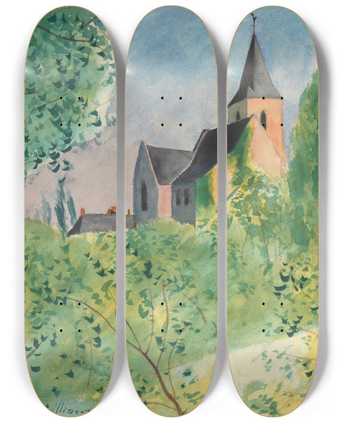 Triptych art skateboard deck of Lon Spilliaert Landschap Voor Au Temps Que Nanette Tait Perdue_2 by Leon Spilliaert (1881-1946)