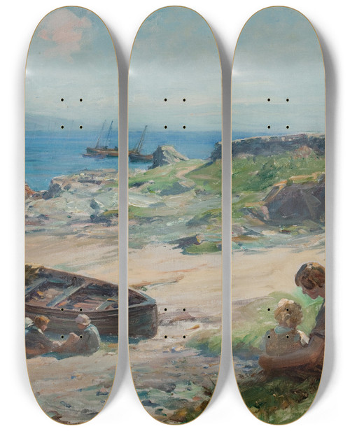 Triptych art skateboard deck of William Pratt Portrigh Bay Carradale by William Pratt (1855)