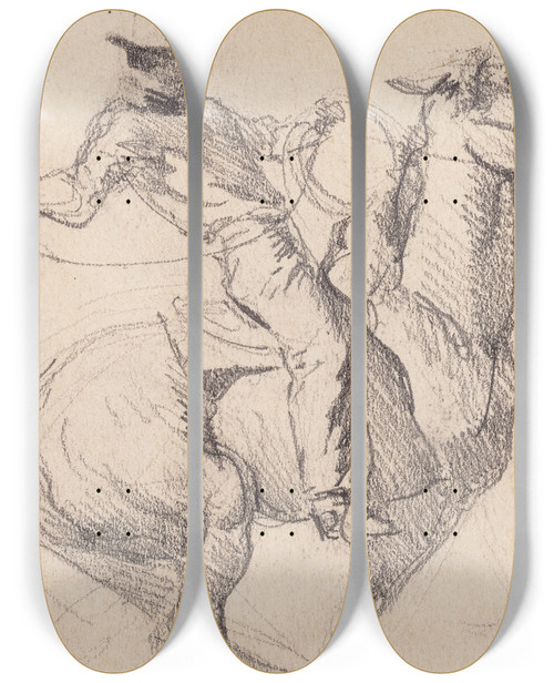 Triptych art skateboard deck of Maynard Dixon P Ranch Oregon by Maynard Dixon (1875-1946)