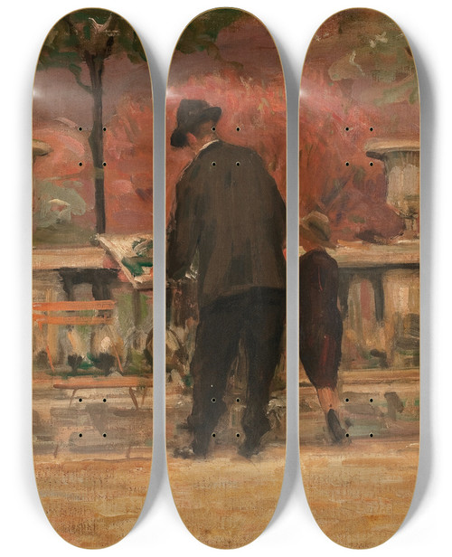 Triptych art skateboard deck of Eliseu Visconti Jardim Do Luxemburgo_1 by Eliseu Visconti (1866-1944)