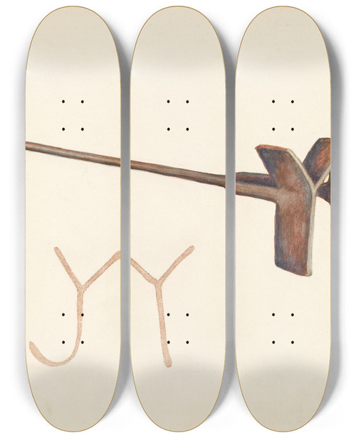 Triptych art skateboard deck of Elizabeth Johnson Branding Iron_3 by Elizabeth Johnson