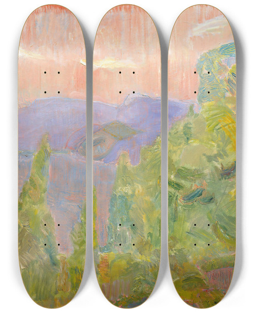 Triptych art skateboard deck of Thorvald Erichsen From Holmsbu_2 by Thorvald Erichsen (1868-1939)