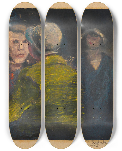 Triptych art skateboard deck of Karl Wiener Auseinandersetzung by Karl Wiener (1901-1949)