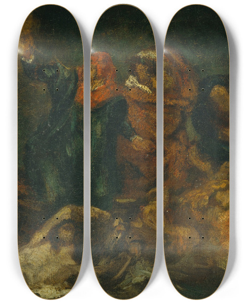 Triptych art skateboard deck of Douard Manet Copy After Delacroixs Bark Of Dante by douard Manet (1832-1883)